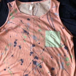 Coral and Blue Paint Splatter Tank